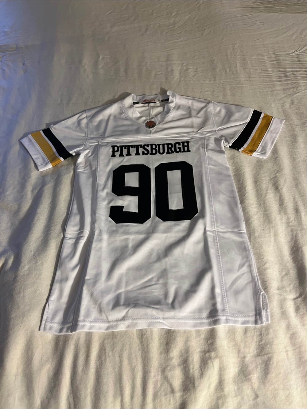 Pittsburgh 90 White Football Jersey with Black & Gold Accents